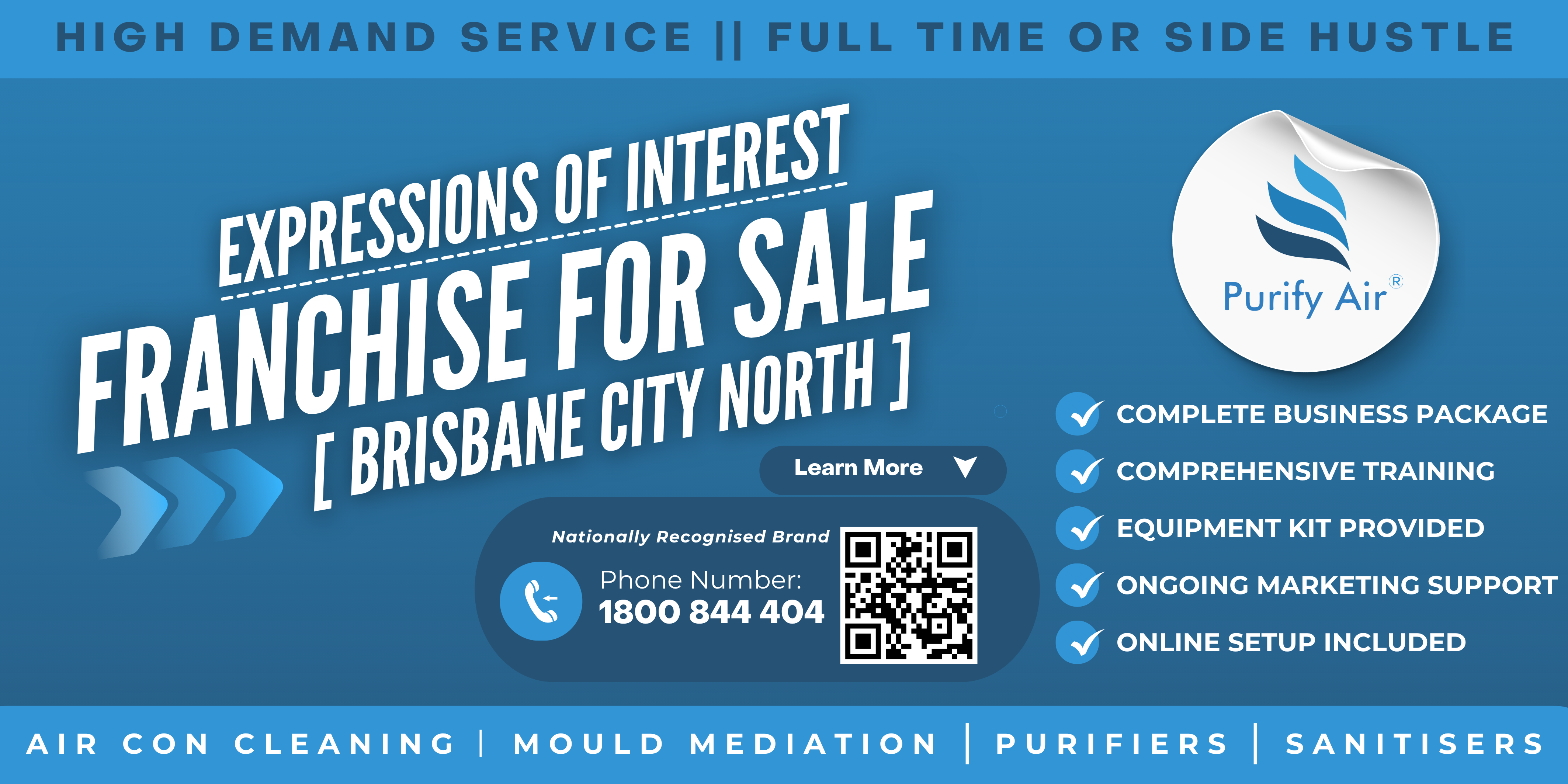 Franchise for sale - Purify air brisbane city north