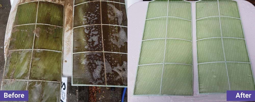 reverse cycle air con filter clean before and after
